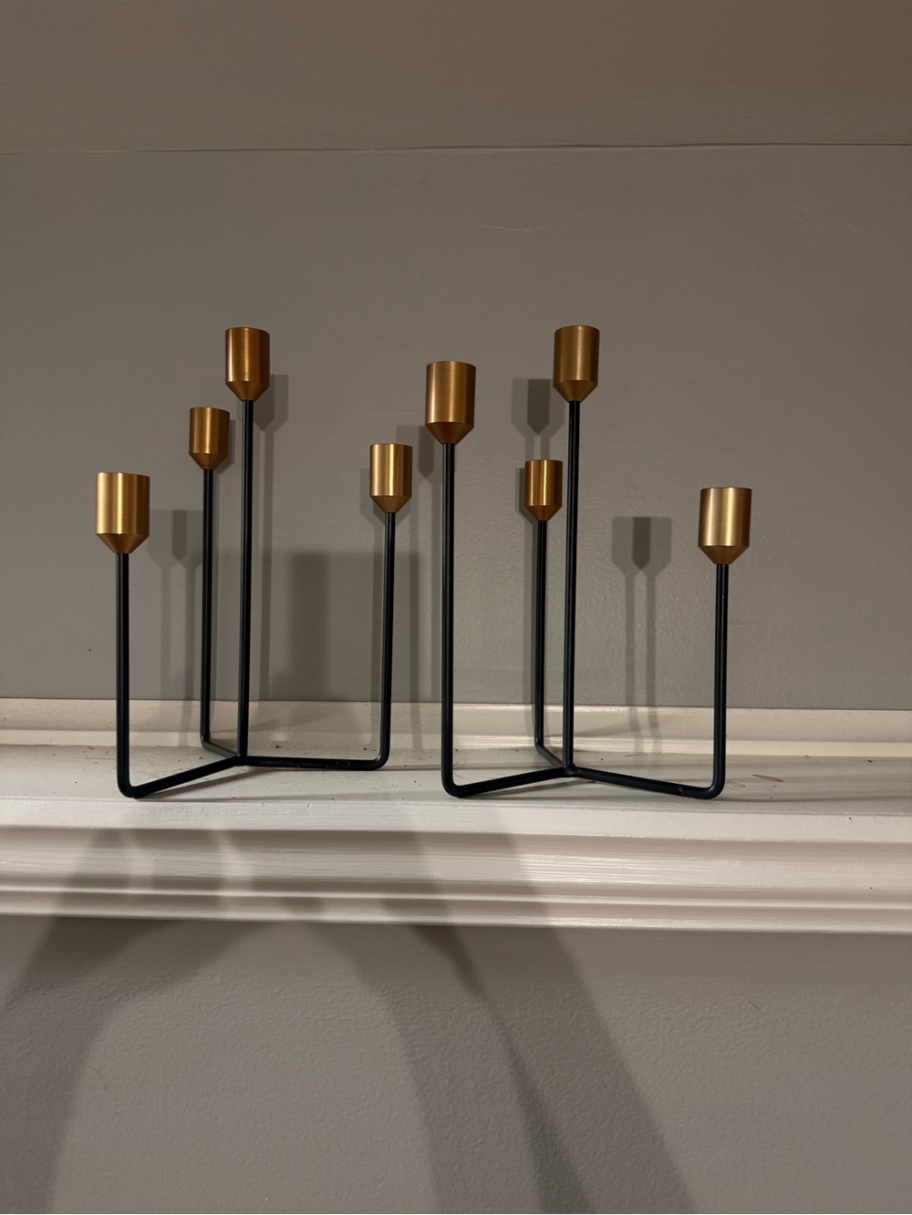 Modern Gold and Black Metal Candle Holders - Set of 3